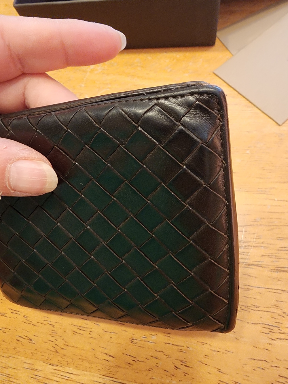 Bottega Veneta Intrecciato bifold wallet Dark Brown woven Leather Design - Picture 6 of 16